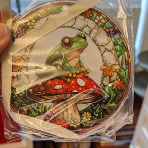 Green Frog On Mushroom Christmas Tree Ornament Funny Frogs Theme 2 Side Printed
